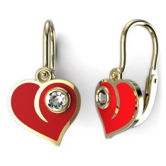 BeKid dětské zlaté náušnice 1283 -  Srdíčko Žluté zlato - 585 Diamant