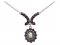 BG garnet necklace 298 - Metal: Silver 925 - rhodium, Stone: Moldavit and garnet