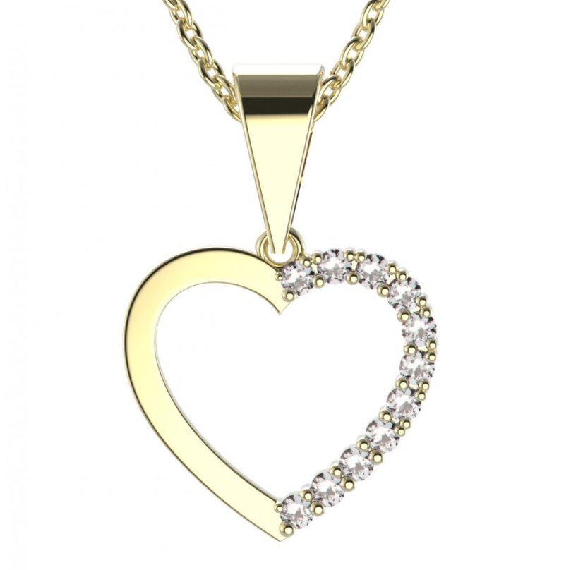 BG zlatý diamantový přívěšek srdíčko 1264 Žluté zlato - 585 Diamant lab-grown