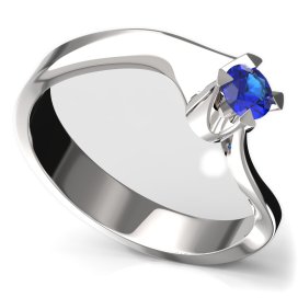BG zlatý prstýnek 781 Bílé zlato - 585 Tmavě modrý kubický zirkon