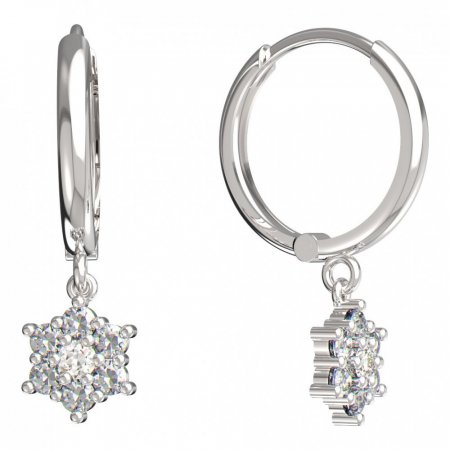 BeKid, Gold kids earrings -109 - Switching on: Circles 15 mm, Metal: White gold 585, Stone: Diamond