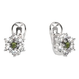 BG  náušnice 002 Stříbro 925 - rhodium Vltavín a  kubický zirkon