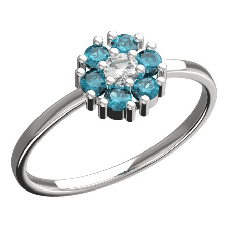 BeKid, Gold kids ring -774 - Metal: White gold 585, Stone: Light blue cubic zircon