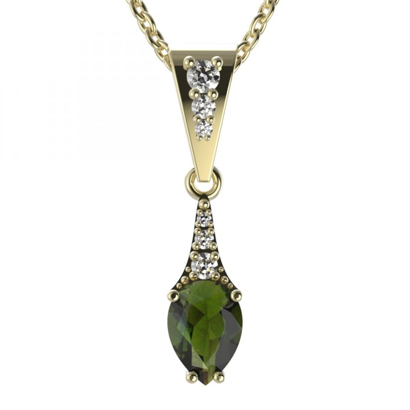 BG přívěs vsazen vltavín  637 Žluté zlato - 585 Vltavín a diamant