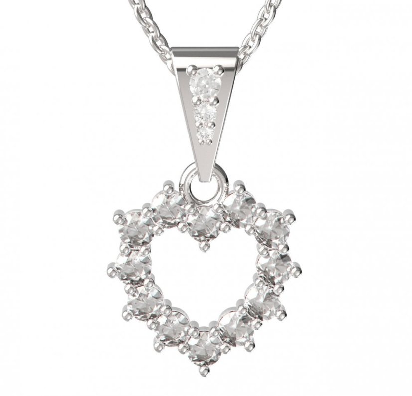 BG zlatý diamantový přívěšek srdíčko 005 Bílé zlato - 585 Diamant lab-grown