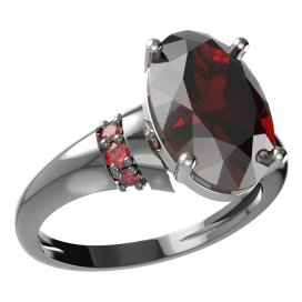 BG prsten oválný kámen 480-K Stříbro 925 - ruthenium (30-90dní) Granát