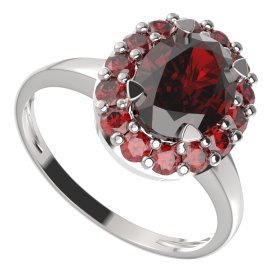 BG prstýnek 728 Stříbro 925 - rhodium Granát