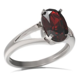 BG prsten oválný kámen 492-V Stříbro 925 - rhodium Granát