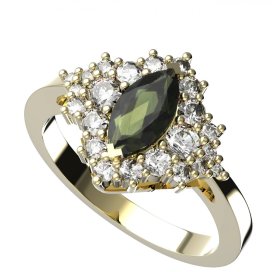 BG zlatý prsten s vltavínem 963 Žluté zlato - 585 Vltavín