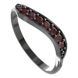 Stříbrný prsten s přírodním granátem, ruthenium – 816