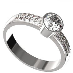 BG zlatý diamantový prstýnek 723 Bílé zlato - 585 Diamant lab-grown