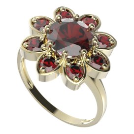 BG prsten oválný 698-I Stříbro 925 - pozlacené Granát