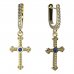 BeKid, Gold kids earrings -1110 - Switching on: English, Metal: Yellow gold 585, Stone: Dark blue cubic zircon