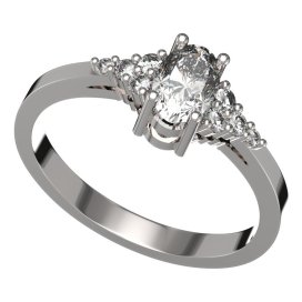 BG zlatý prstýnek 984 Bílé zlato - 585 Bílý kubický zirkon