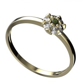 BG vltavínový prsten 879C Žluté zlato - 585 Vltavín a diamant
