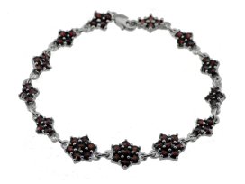 BG náramek s českým granátem  155 Stříbro 925 - rhodium Granát