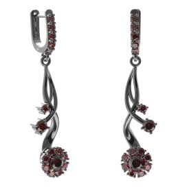 BG náušnice kruhováho tvaru 497-P93 Stříbro 925 - ruthenium (30-90dní) Granát