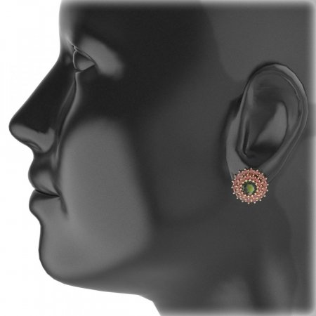 BG earring circular -  457 - Metal: Silver 925 - rhodium, Stone: Garnet