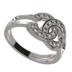 BG zlatý prsten polokruh 1372 Bílé zlato - 585 Diamant