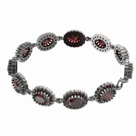 BG náramek přírodní broušený granát 435 Stříbro 925 - ruthenium (30-90dní) Granát