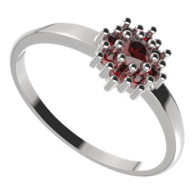 BG prsten kulatý 320-I Stříbro 925 - rhodium Granát