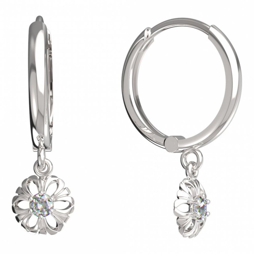 BeKid dětské náušnice kvítek 607 Bílé zlato - 585 Diamant