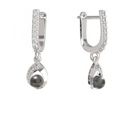 BeKid dětské náušnice 1242 s černou perlou Bílé zlato - 585 Diamant