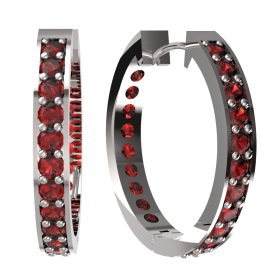 BG zlaté náušnice 808 Bílé zlato - 585 Červený kubický zirkon