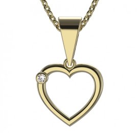 BG zlatý diamantový přívěšek srdíčko 1550 Žluté zlato - 585 Diamant lab-grown
