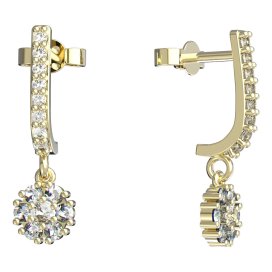 BG zlaté náušnice kytička 774 Žluté zlato - 585 Diamant
