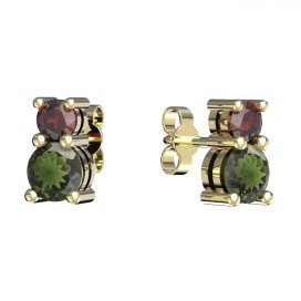 BG  náušnice s granátem nebo vltavínem 746 Žluté zlato - 585 Vltavín a granát
