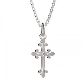 BeKid dětský přívěšek křížek 1109 Bílé zlato - 585 Diamant