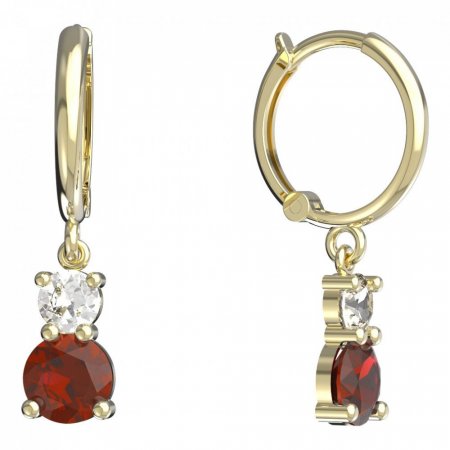 BeKid, Gold kids earrings -857 - Switching on: Circles 12 mm, Metal: Yellow gold 585, Stone: Red cubic zircon