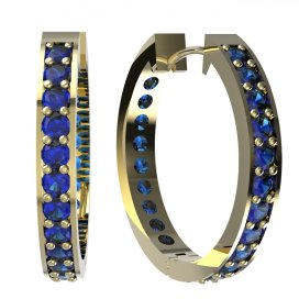 BG zlaté náušnice 808 Žluté zlato - 585 Tmavě modrý kubický zirkon