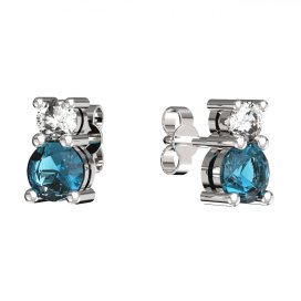 BG zlaté náušnice 746 Bílé zlato - 585 Světle modrý kubický zirkon
