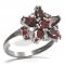 BG prsten ve tvaru hvězdy 521-K - Kov: Stříbro 925 - rhodium, Kámen: Vltavín a granát