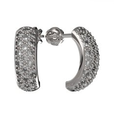 BG zlaté náušnice polokruh 1303 Bílé zlato - 585 Diamant