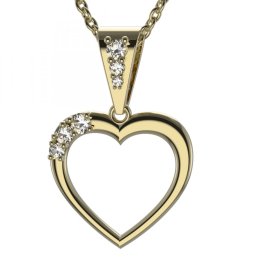 BG zlatý diamantový přívěšek srdíčko 1558 Žluté zlato - 585 Diamant lab-grown