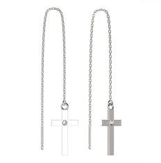 BG zlaté  náušnice křížek 1103 Bílé zlato - 585 Diamant