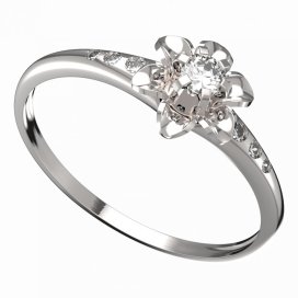 BG zlatý prstýnek 877 K Bílé zlato - 585 Diamant