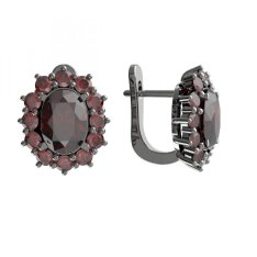 BG  náušnice 972-07 Stříbro 925 - ruthenium (30-90dní) Granát