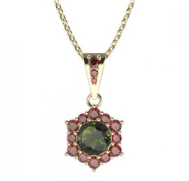 BG přívěs kulatý 230-2 Žluté zlato - 585 Vltavín a granát