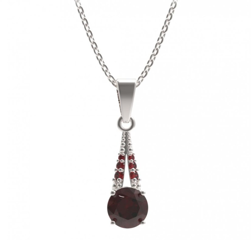 BG přívěs kruhového tvaru 473-G Stříbro 925 - rhodium Granát