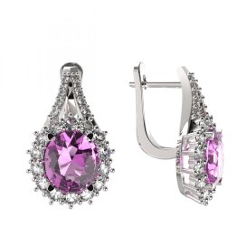 BG zlaté náušnice 977 Bílé zlato - 585 Růžový kubický zirkon