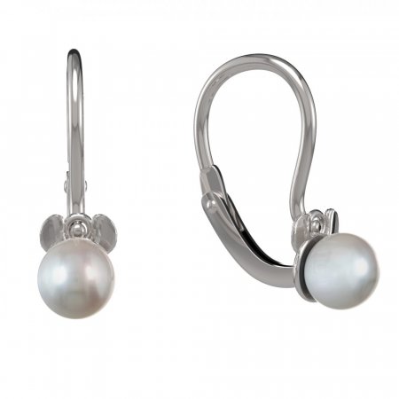 BeKid children's earrings with pearl 1397 - Einschalten: Schräubchen, Metall: Weißes Gold 585, Stein: weiße Perle