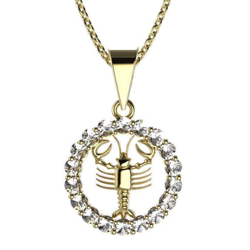 BeKid dětský zlatý přívěsek 044 rak Žluté zlato - 585 Diamant