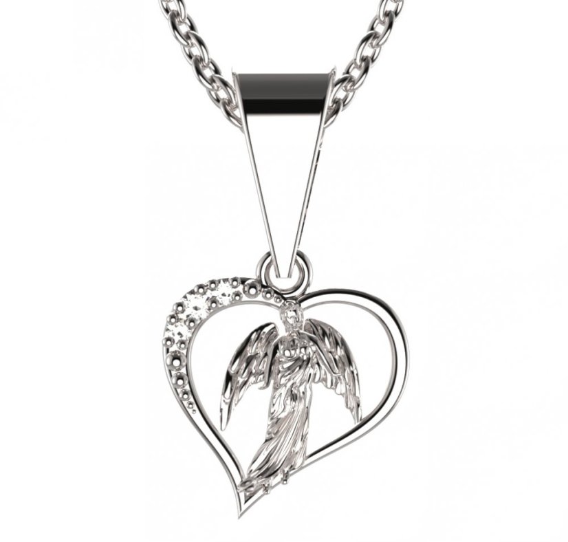 BG zlatý přívěšek anděl 1178 Bílé zlato - 585 Diamant