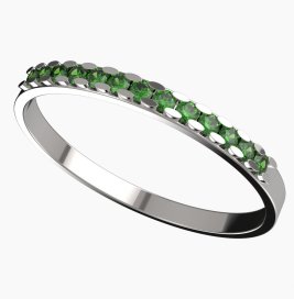 Zlatý prsten se zeleným zirkonem, bílé zlato 585 – 617 (ZK42617/13)