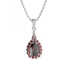 BG přívěs s centrálním kapkovitým kamenem 519-G Stříbro 925 - rhodium Granát