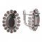 BG náušnice oválného tvaru 705-07 - Kov: Stříbro 925 - rhodium, Kámen: Granát